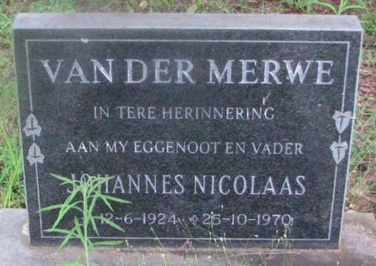 MERWE Johannes Nicolaas, van der 1924-1970