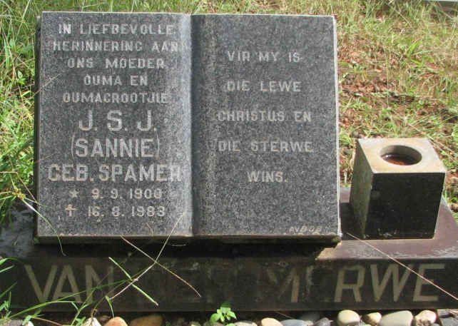 MERWE J.S.J., van der  nee SPAMER 1900-1983