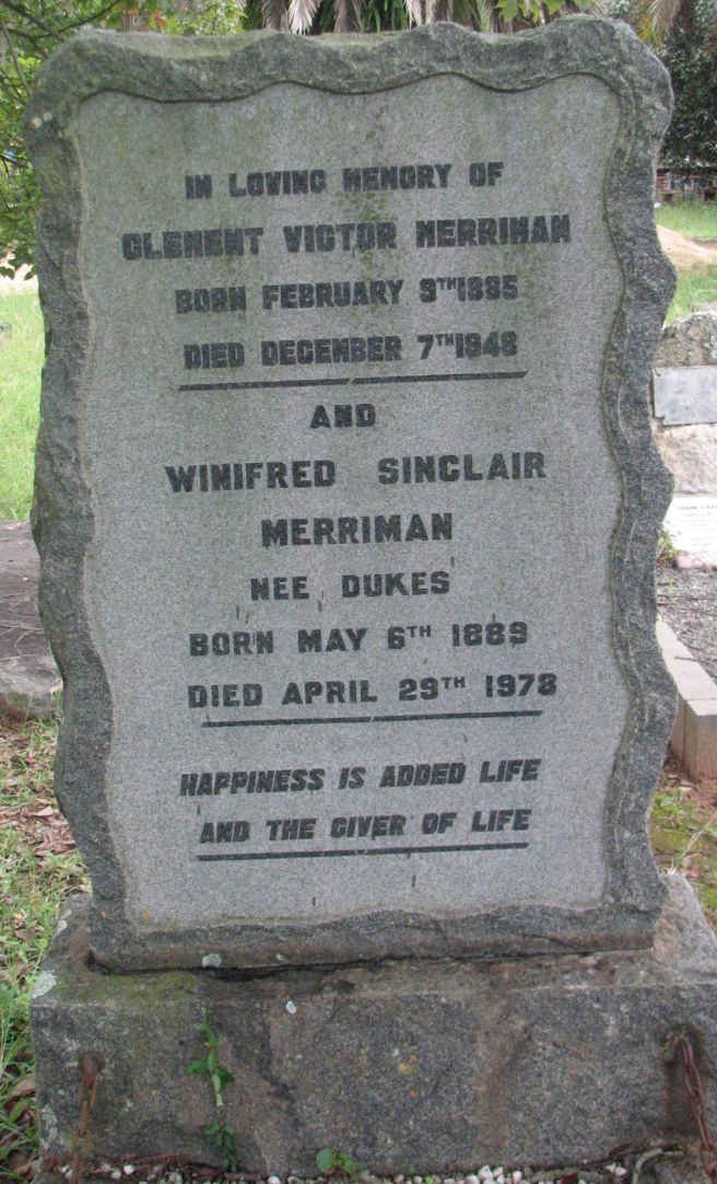MERRIMAN Clement Victor 1885-1948 &amp; Winifred Sinclair DUKES 1889-1978