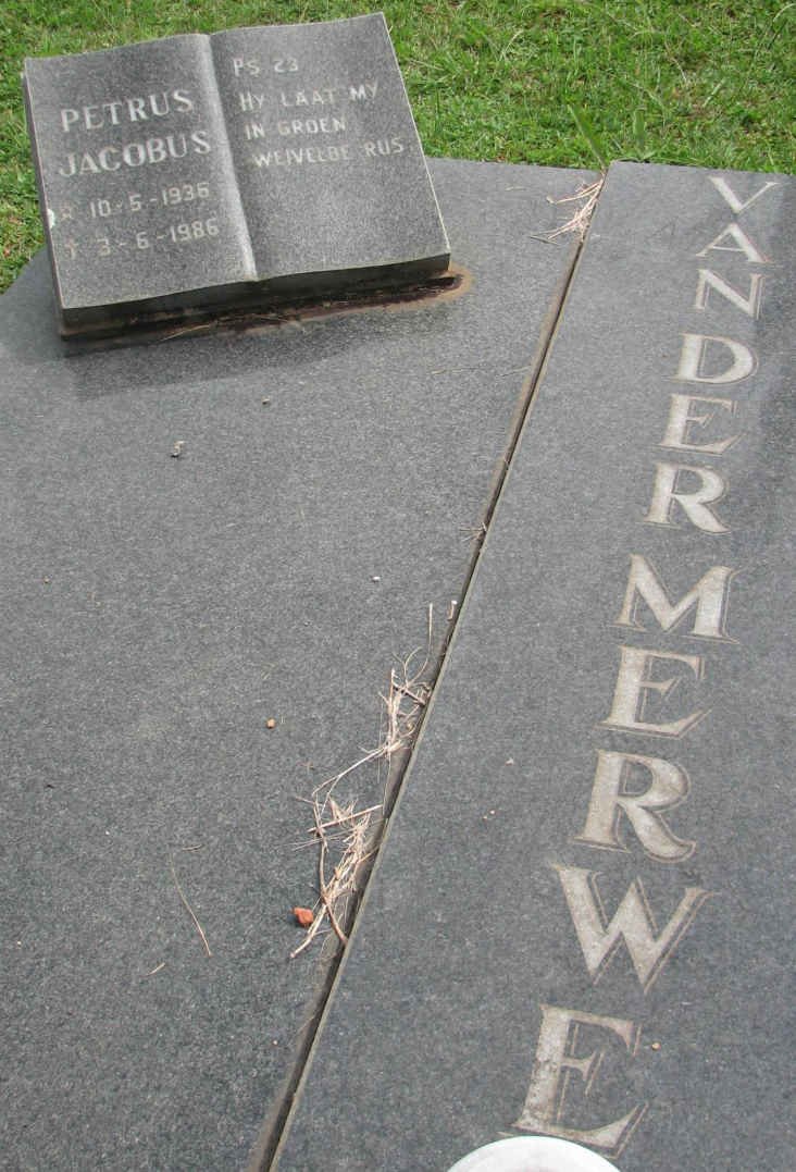 MERWE Petrus Jacobus, van der 1936-1986