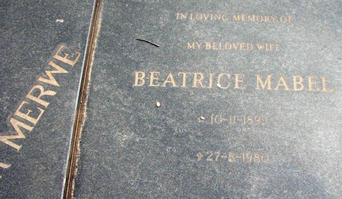 MERWE Beatrice Mabel, van der 1899-1980