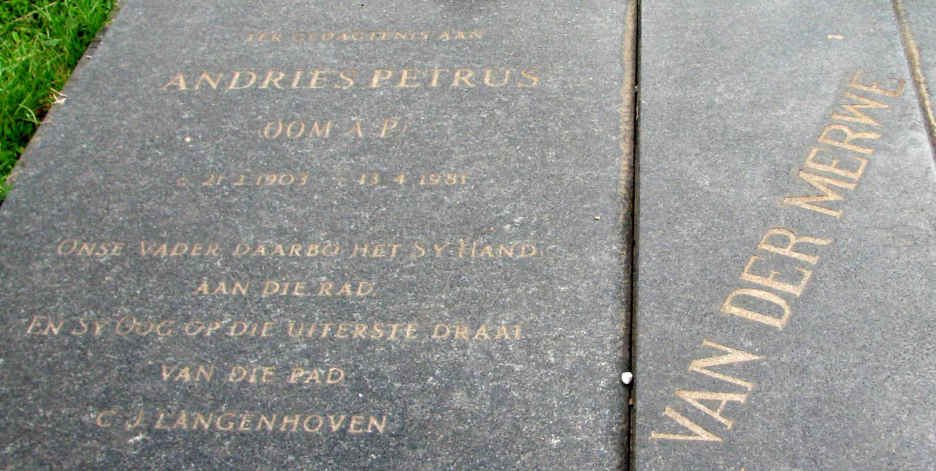 MERWE Andries Petrus, van der 1903-1981