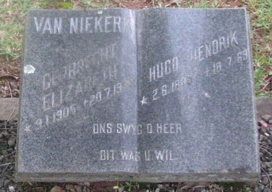 NIEKERK Hugo Hendrik, van  ?-1969 &amp; Gerbrecht Elizabeth 1905-1975