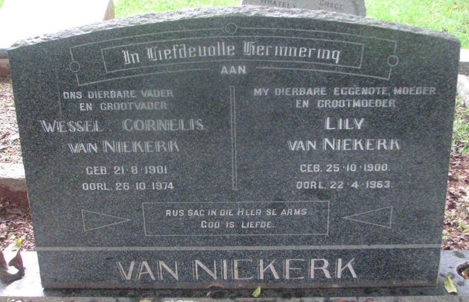 NIEKERK Wessel Cornelis, van 1901-1974 &amp; Lily 1900-1963