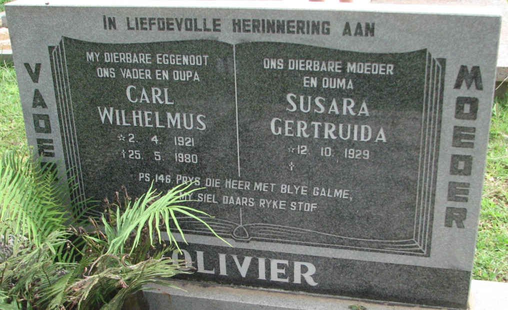 OLIVIER Carl Wilhelmus 1921-1980 &amp; Susara Gertruida 1929-