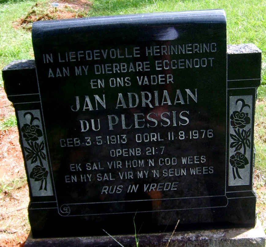 PLESSIS Jan Adriaan, du 1913-1976