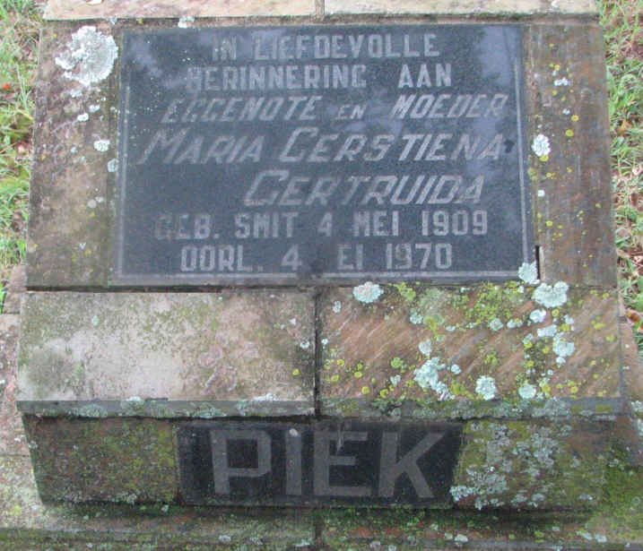 PIEK Maria Gerstiena Gertruida nee SMIT 1909-1970
