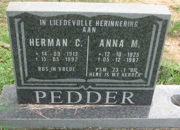 PEDDER Herman C. 1913-1992 &amp; Anna M. 1925-1997