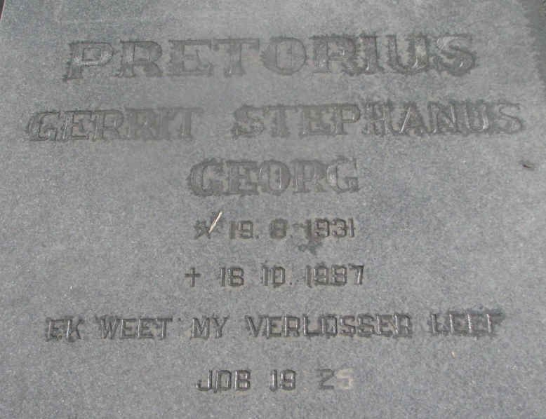 PRETORIUS Gerrit Stephanus Georg 1931-1987