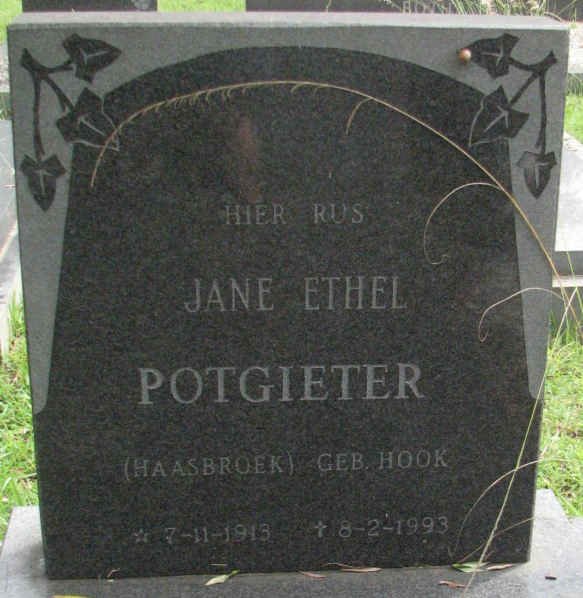 POTGIETER Jane Ethel, formerly HAASBROEK, nee HOOK 1913-1993