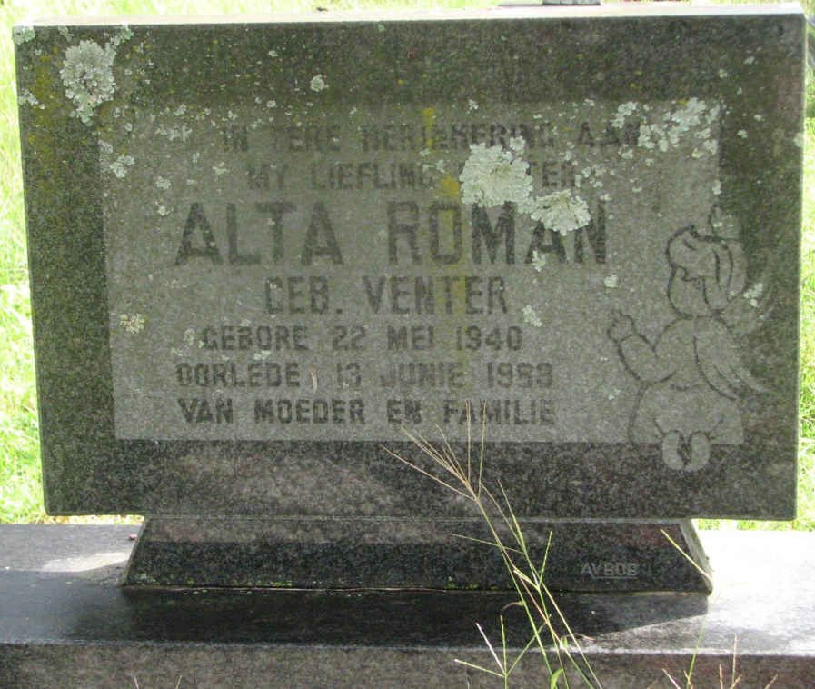 ROMAN Alta nee VENTER 1940-1983