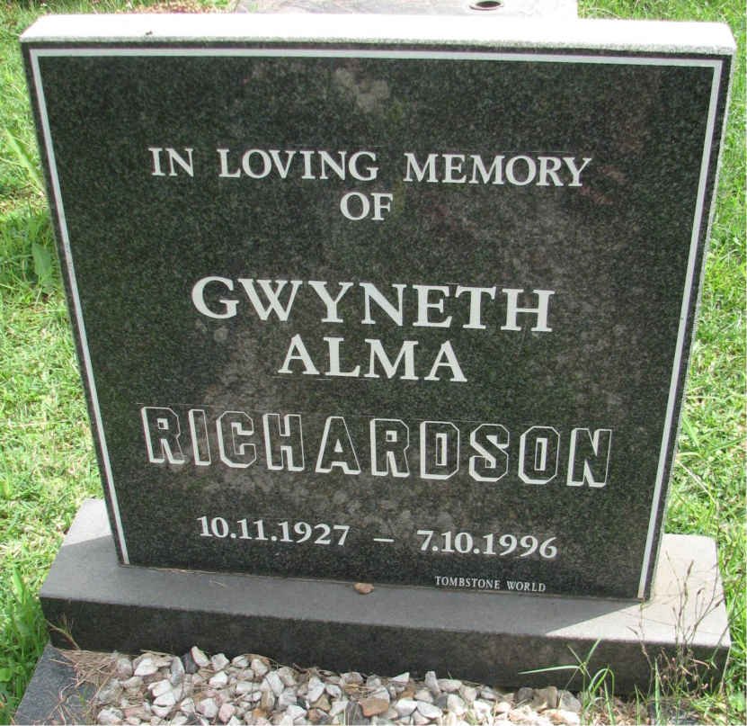 RICHARDSON Gwyneth Alma 1927-1996