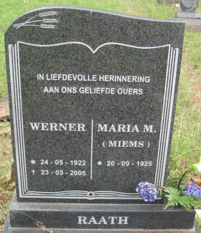 RAATH Werner 1922-2005 &amp; Maria M. 1925-