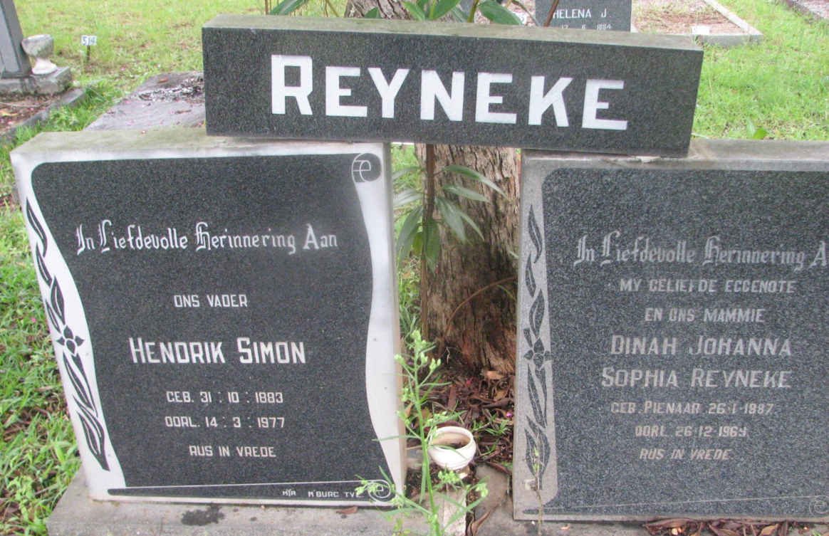 REYNEKE Hendrik Simon 1883-1977 &amp; Dinah Johanna Sophia PIENAAR 1887-1969