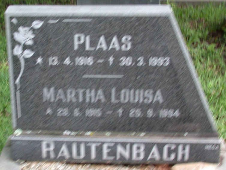 RAUTENBACH ? &amp; Martha Louisa ?