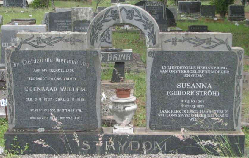 STRYDOM Coenraad Willem 1887-1961 &amp; Susanna STRÖH 1901-1972