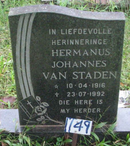 STADEN Hermanus Johannes, van 1916-1992