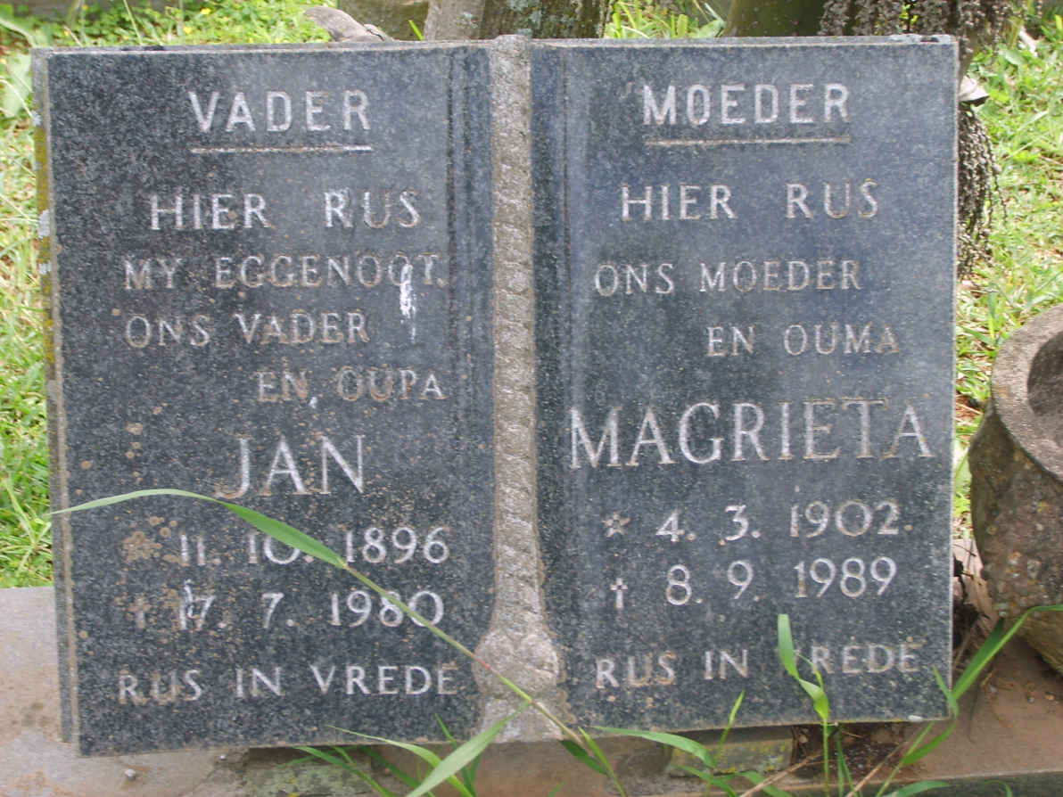 STRYDOM Jan 1896-1980 &amp; Magrieta 1902-1989