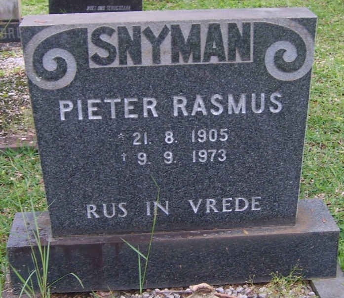 SNYMAN Pieter Rasmus 1905-1973