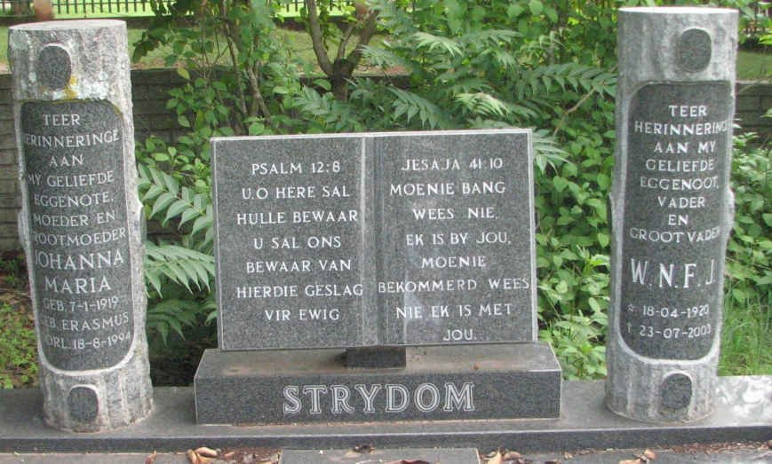 STRYDOM W.N.F.J. 1920-2003 &amp; Johanna Maria ERASMUS 1919-1994