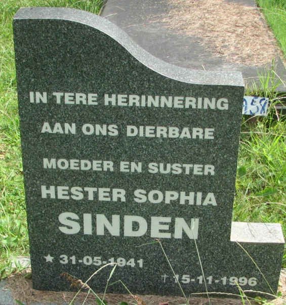 SINDEN Hester Sophia 1941-1996