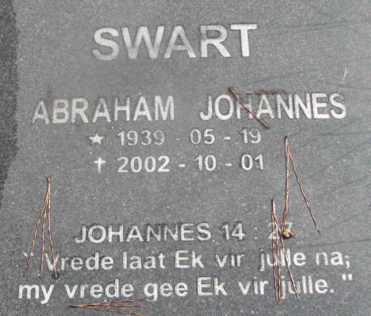 SWART Abraham Johannes 1939-2002