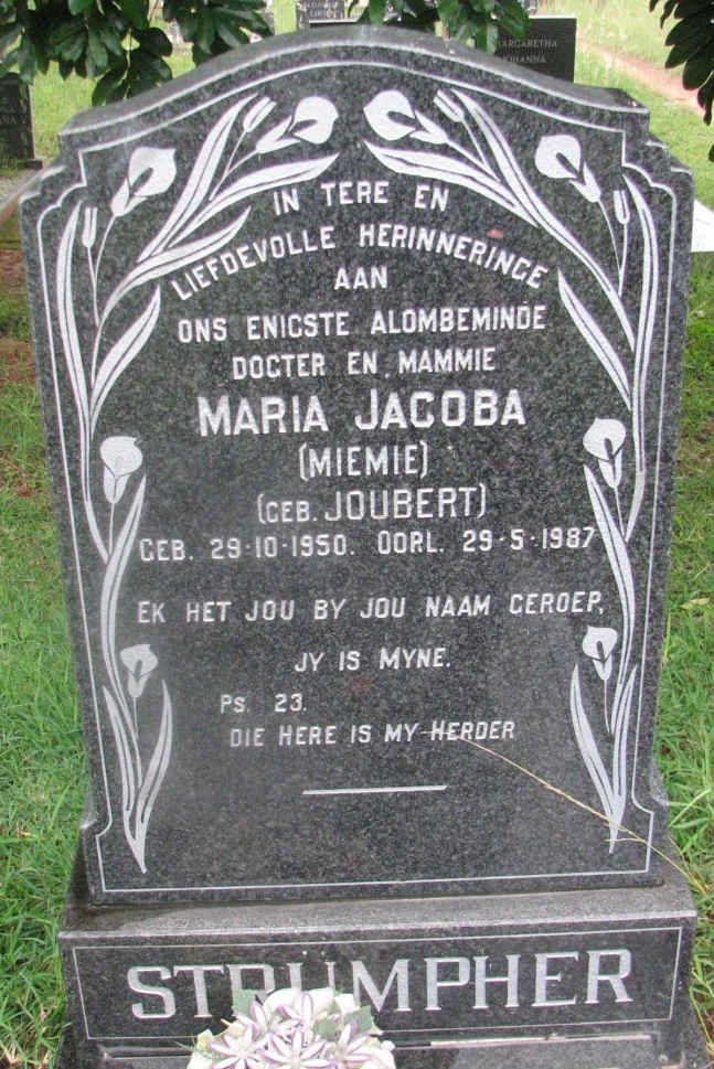 STRÜMPHER Maria Jacoba nee JOUBERT 1950-1987