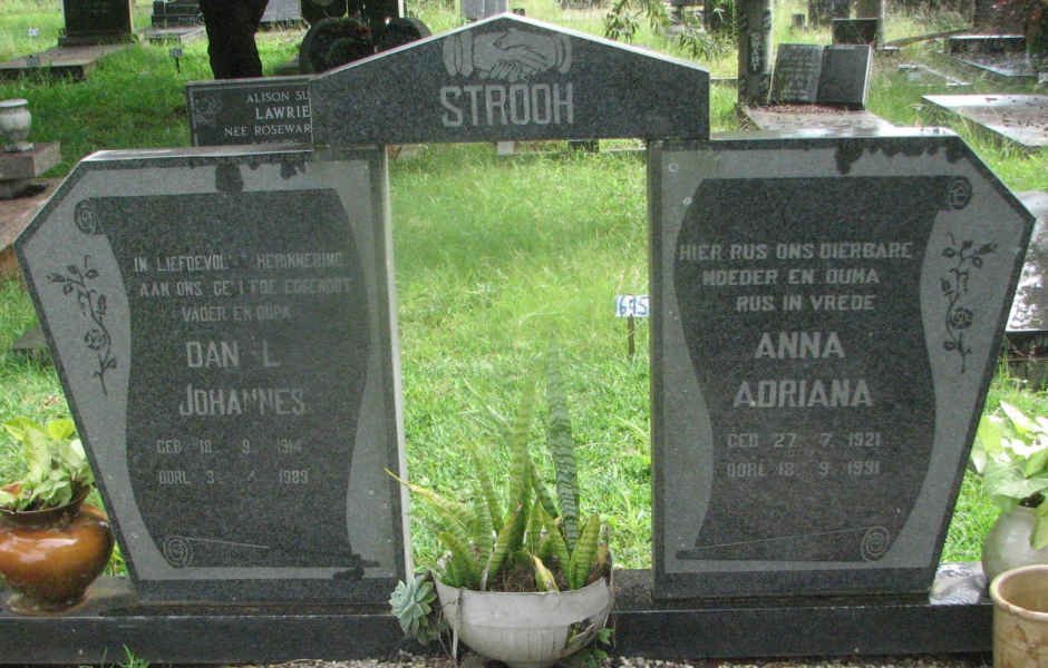 STROOH Dan L. Johannes 1914-1989 &amp; Anna Adriana 1921-1991