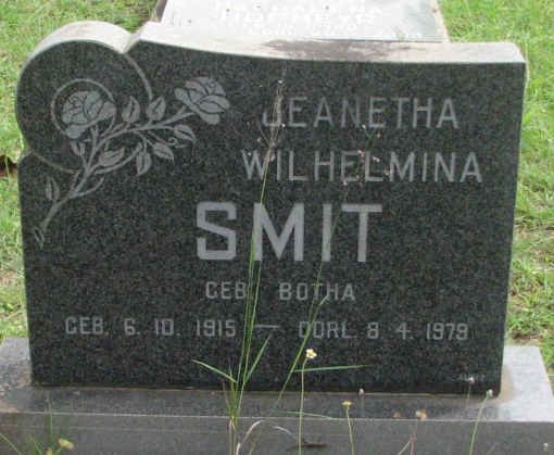 SMIT Jeanetha Wilhelmina nee BOTHA 1915-1979