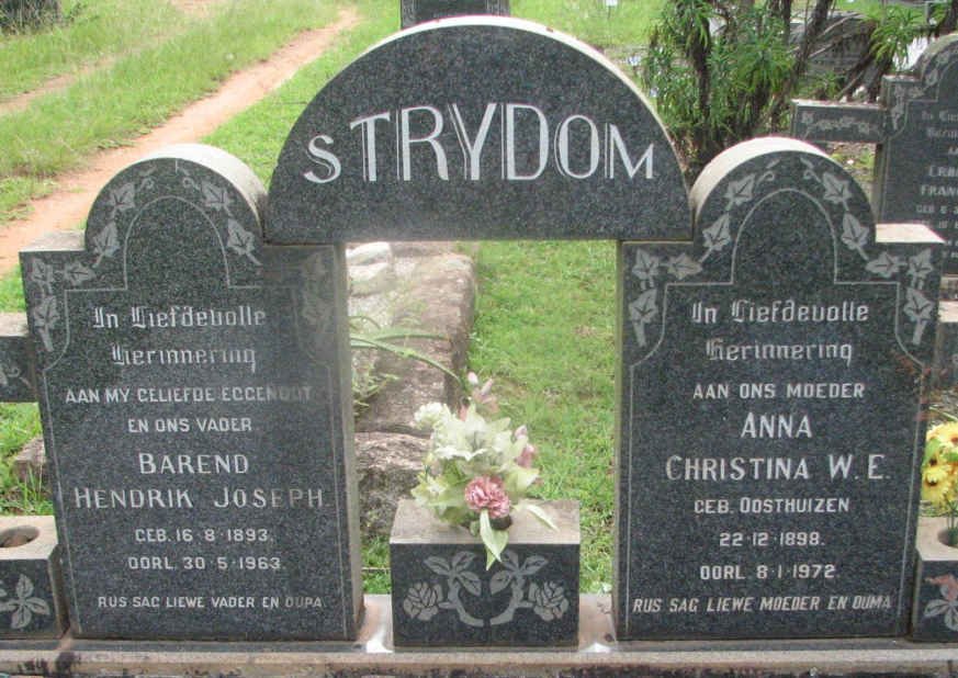 STRYDOM Barend Hendrik Joseph 1893-1963 &amp; Anna Christina W.E. OOSTHUIZEN 1898-1972