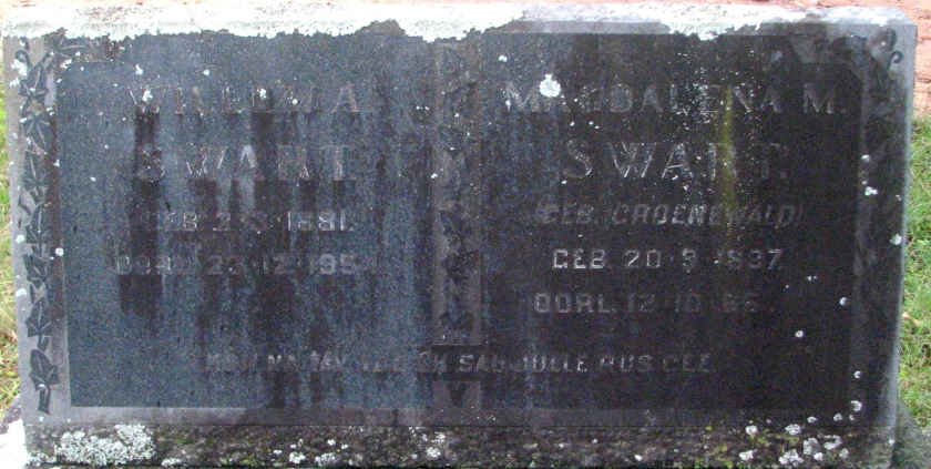 SWART Willem A. 1881-1954 &amp; Magdalena M. GROENEWALD 1887-19??