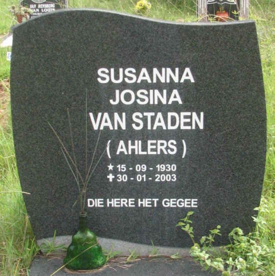 STADEN Susanna Josina, van nee AHLERS 1930-2003