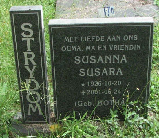 STRYDOM Susanna Susara nee BOTHA 1926-2001