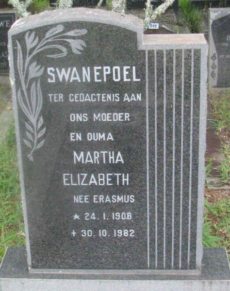 SWANEPOEL Martha Elizabeth nee ERASMUS 1908-1982