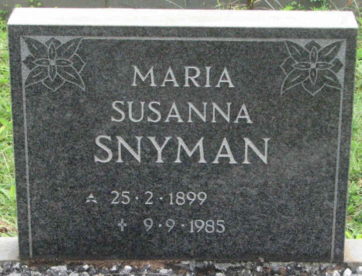 SNYMAN Maria Susanna 1899-1985