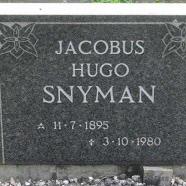 SNYMAN Jacobus Hugo 1895-1980