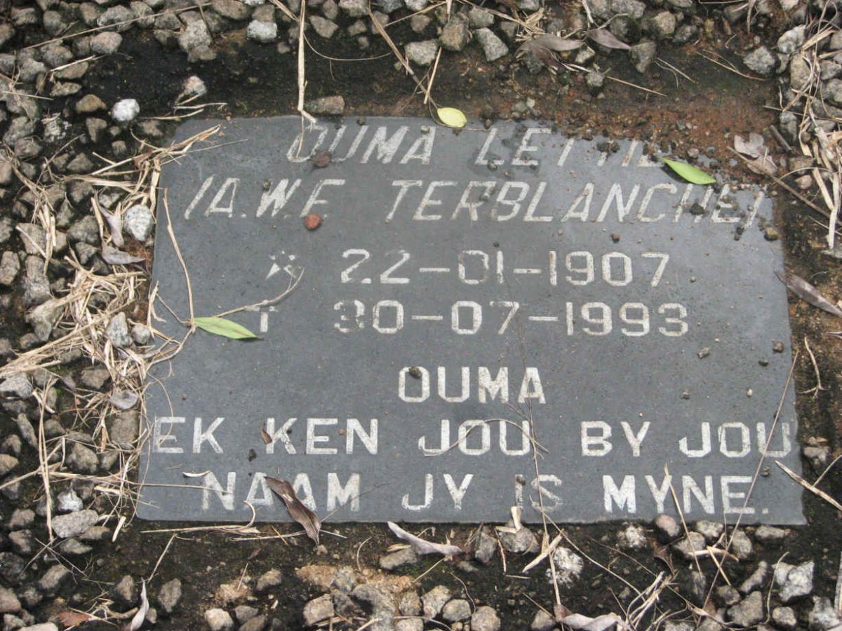 TERBLANCHE A.W.F. 1907-1993