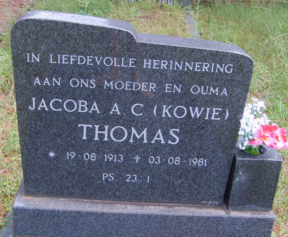 THOMAS Jacoba A.C. 1913-1981