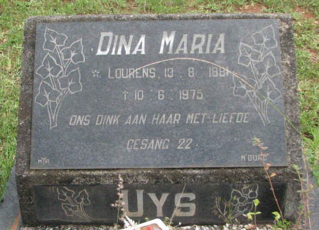 UYS Dina Maria nee LOURENS 1881-1975