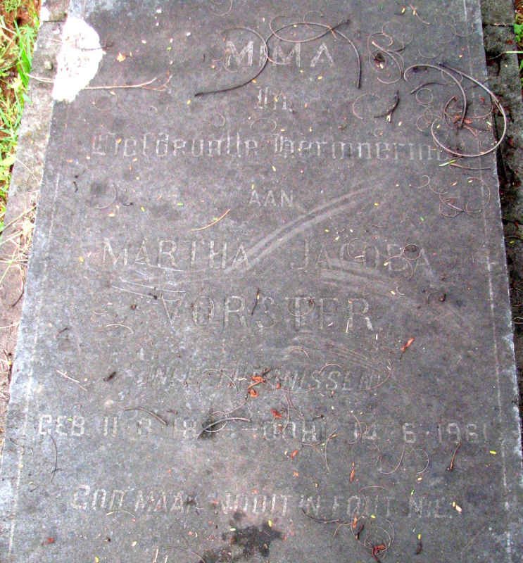 VORSTER Martha Jacoba nee THEUNISSEN 18??-1961