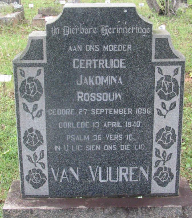 VUUREN Gertruide Jakomina Rossouw, van 1896-1940