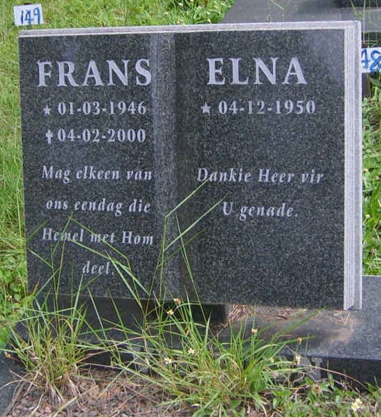 VILJOEN  Frans 1946-2000 &amp; Elna 1950-