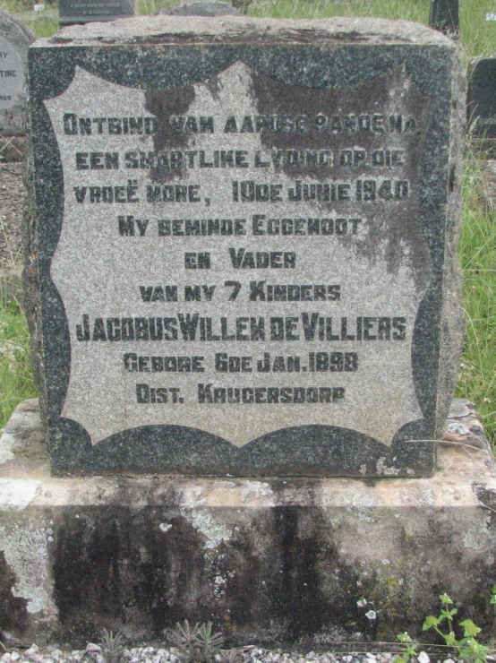 VILLIERS Jacobus Willem, de 1898-1940