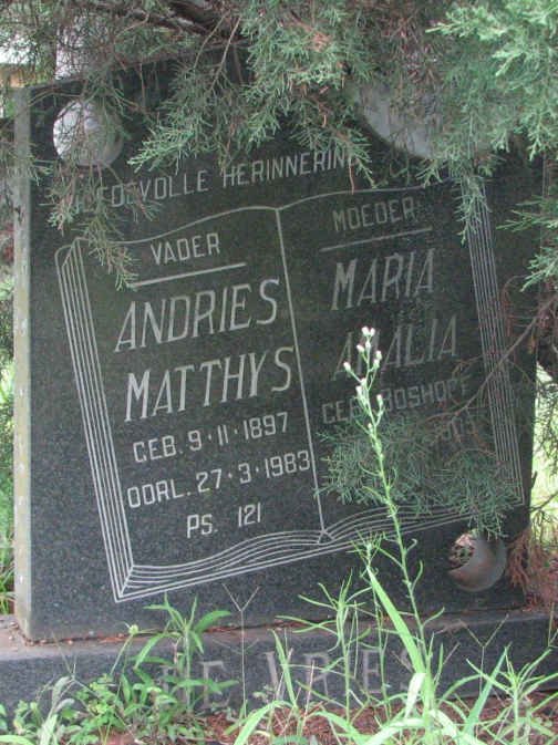 VRIES Andries Matthys, de 1897-1983 &amp; Maria Amalia BOSHOFF ?