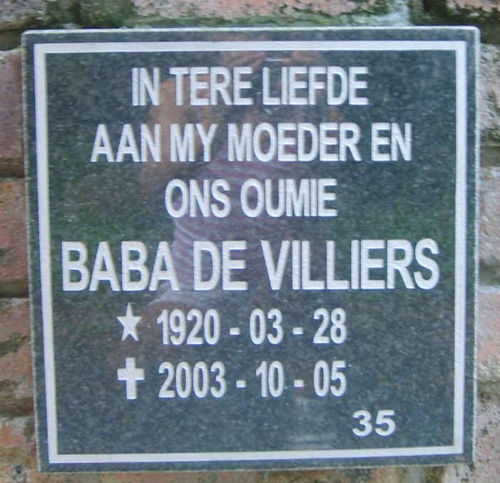 VILLIERS Baba, de 1920-2003