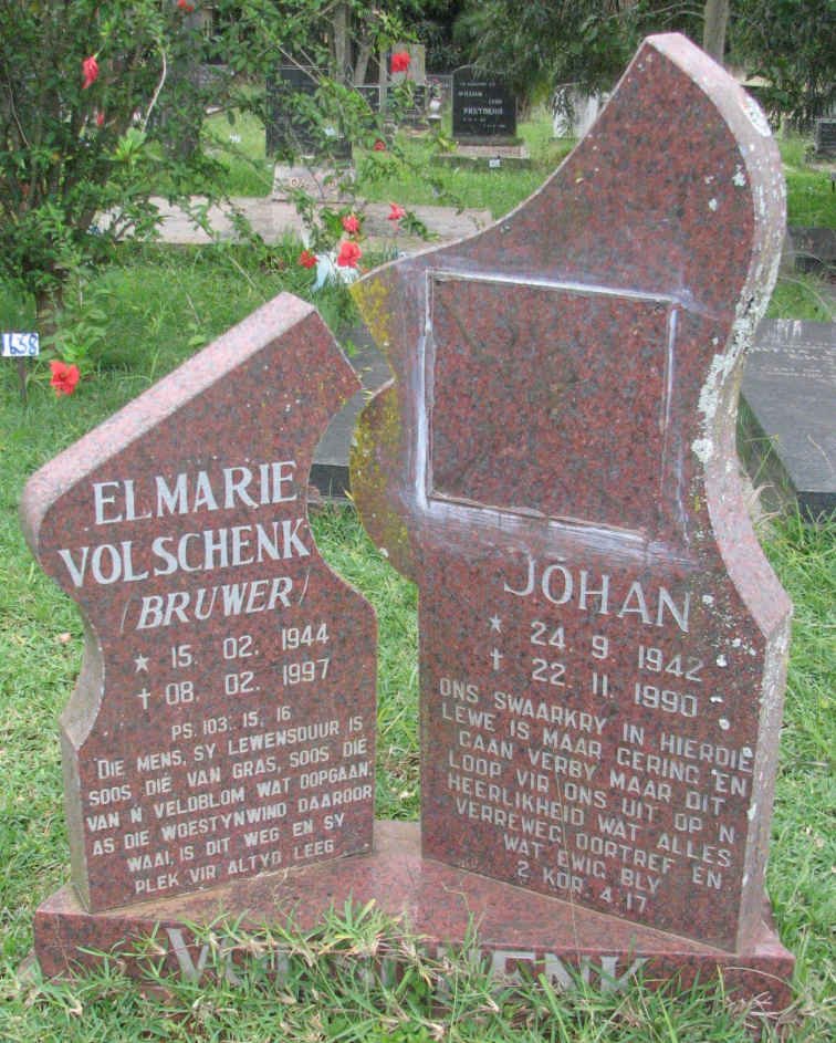 VOLSCHENK Johan 1942-1990 &amp; Elmarie BRUWER 1944-1997