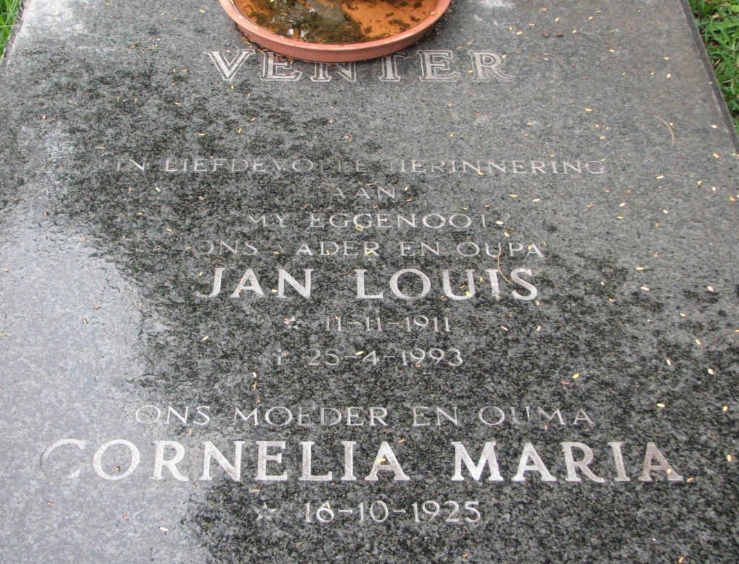 VENTER Jan Louis 1911-1993 &amp; Cornelia Maria 1925-