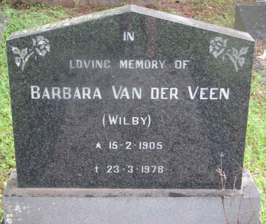 VEEN Barbara, van der nee WILBY 1905-1978