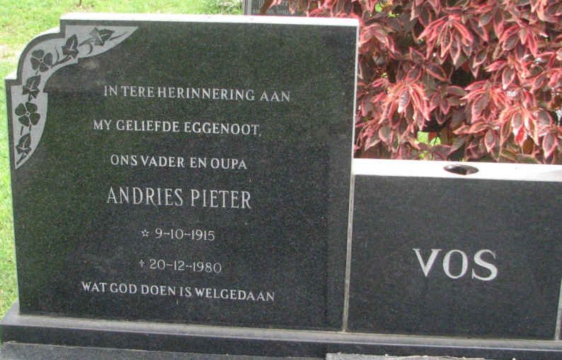VOS Andries Pieter 1915-1980