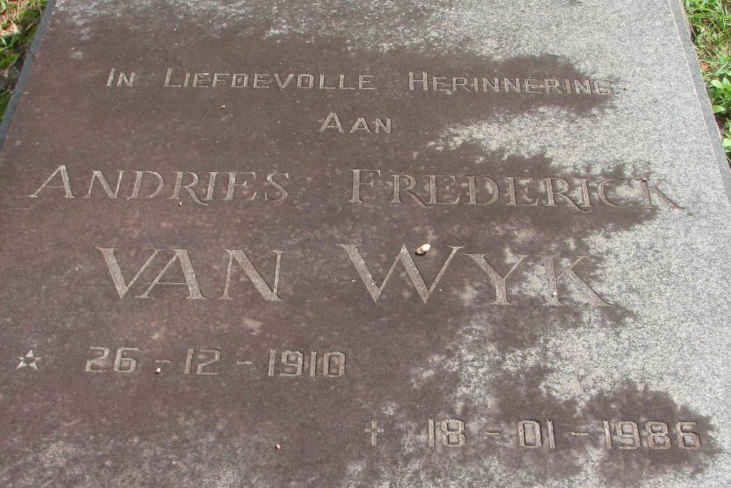 WYK Andries Frederick, van 1910-1986